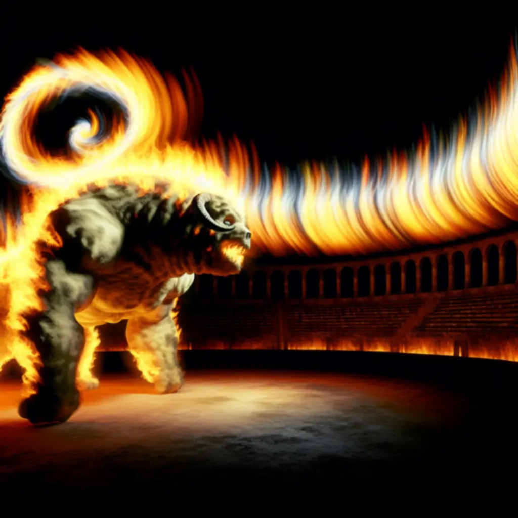 Koncepcja plugawej bestii otulonej płomieniami