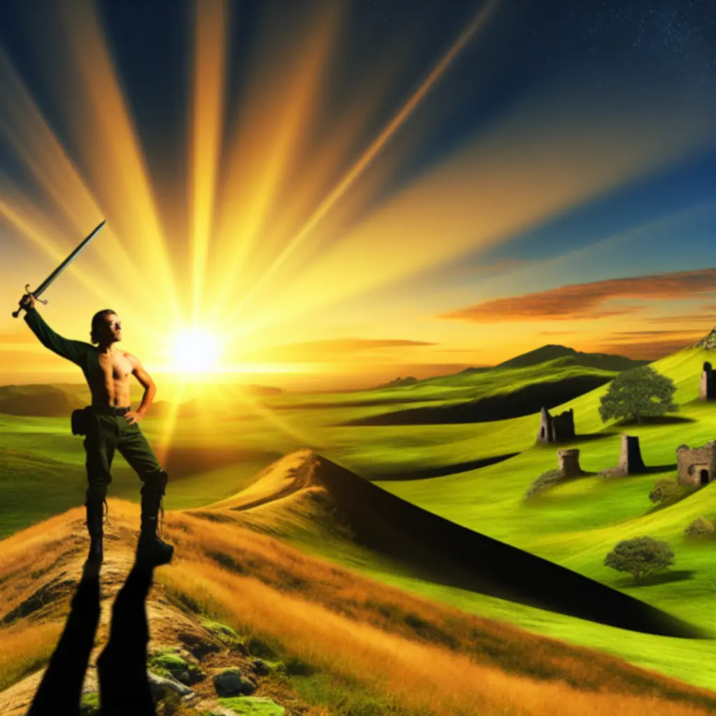 Wojownik na tle wschodzącego słońca w Elden Ring