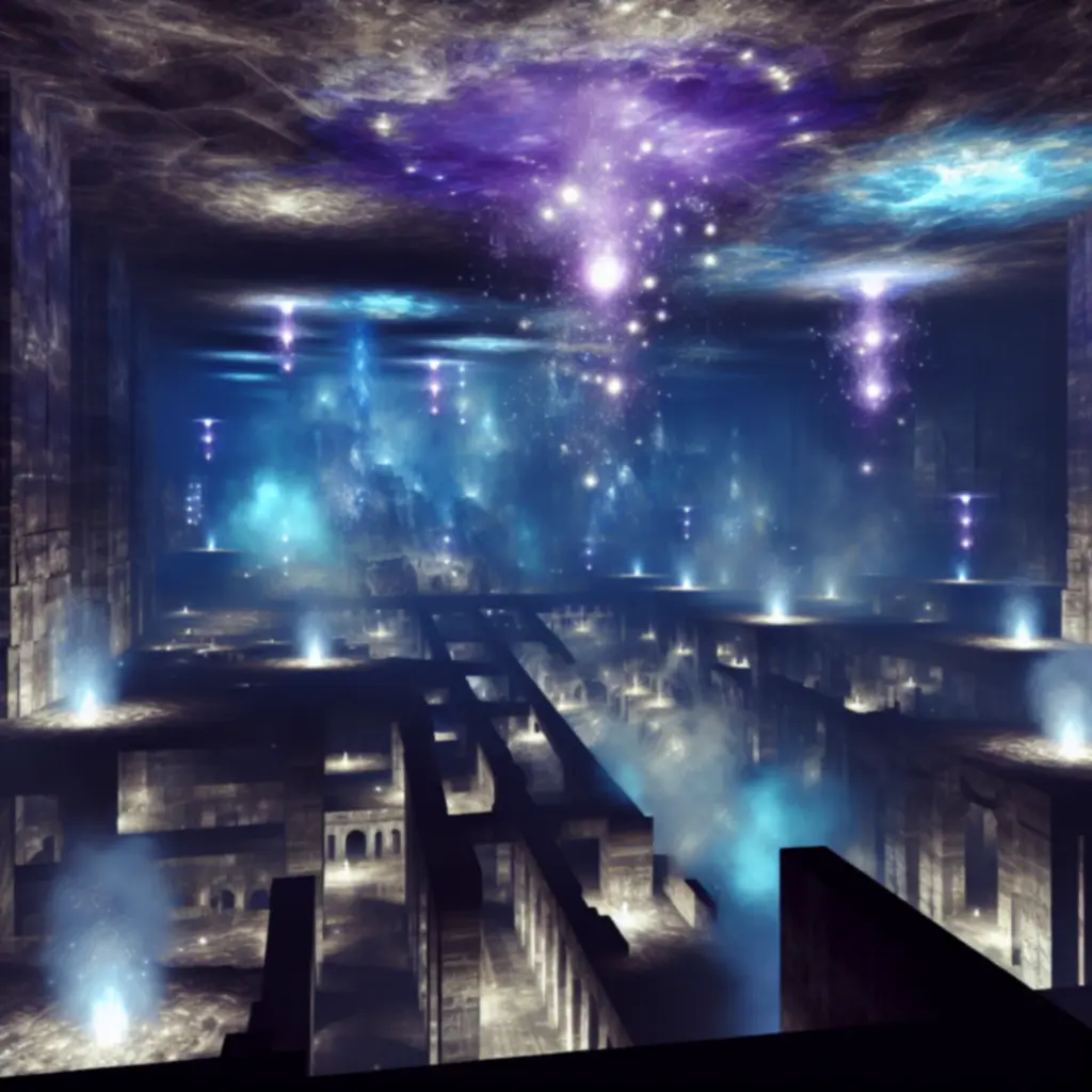 Podziemne miasto skąpane w gwiezdnym blasku i mglistych oparach