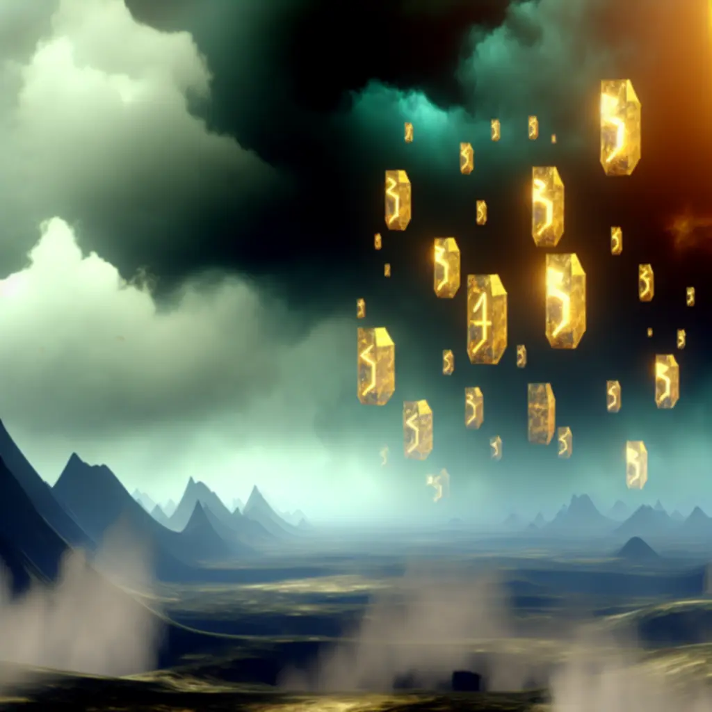 Mroczny krajobraz Elden Ring z błyszczącymi runami symbolizującymi aktualizacje